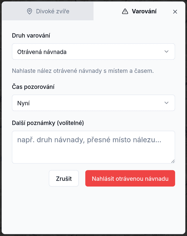 Nahlásit otrávenou návnadu