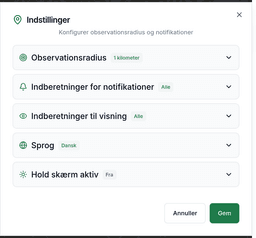 Indberetninger for notifikationer