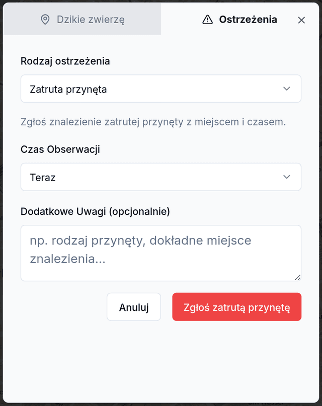 Zgłoszenie zatrutej przynęty