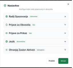 Prijave za Obvestila