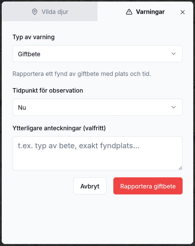 Rapportera giftbete