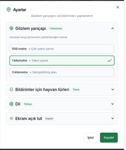 Bildirimler için hayvan türleri