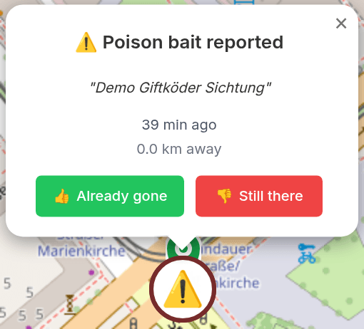 Popup with sighting details