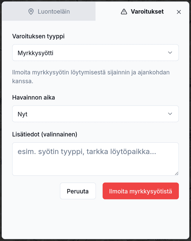 Ilmoita myrkkysyötistä