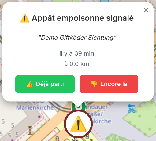 Popup avec détails de l'observation