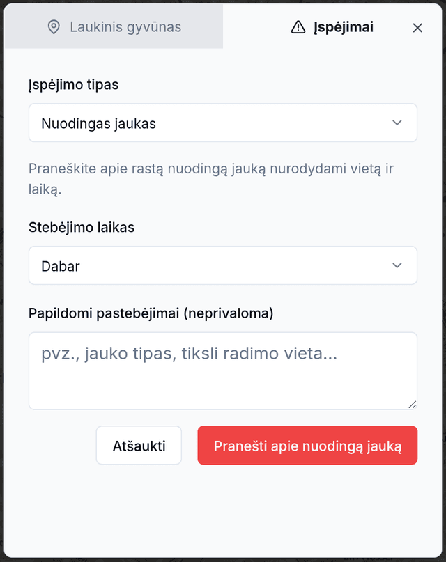 Pranešti apie nuodingą jauką