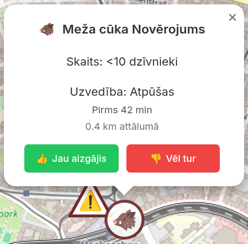 Uznirstošais logs ar novērojuma detaļām