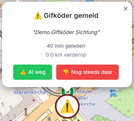 Popup met waarnemingsdetails