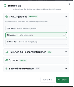 Tierarten für Benachrichtigungen