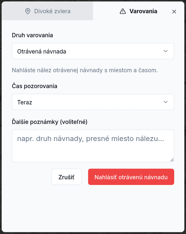 Nahlásiť otrávenú návnadu